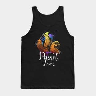 Colorful Rainbow Retro Parrots Lover Tank Top